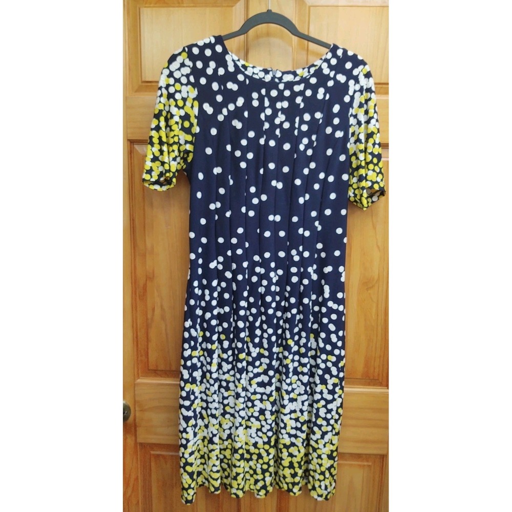 Shelly & Palmer Size XL Short Sleeves Pin Tucks on Waist Knit Dress